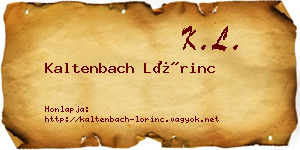 Kaltenbach Lőrinc névjegykártya